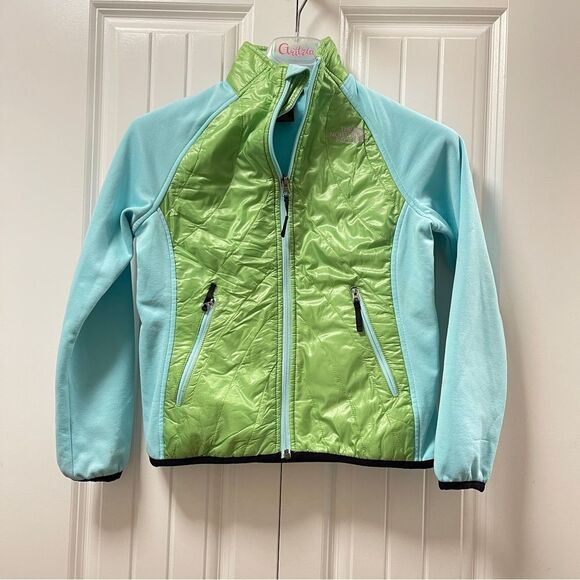 North Face Girls Fleece Hybrid Jacket Blue & Lime - 10-12Y - Picture 2 of 11